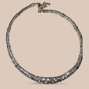 VINTAGE PREMIER DESIGN HEIRLOOM NECKLACE CHOKER W/ 3” EXTENDER CRYSTAL SILVER